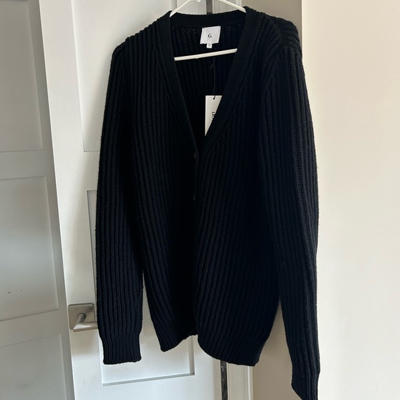 Goop G.Label - Maxine Oversized Black Wool Ribbed Winter Cardigan - Size XS US 2 - Picture 2 of 10